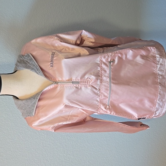 Charles River Apparel Jackets & Blazers - HARVARD Charles River Rose Gold Satin Kangaroo Pocket Hooded Anorak Lined Sz Med